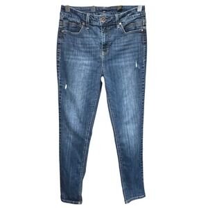 Seven7 Blue Skinny Jeans Womens Size 8 Distressed High Rise Stretch Denim
